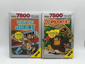 Donkey Kong & Donkey Kong Junior Atari 7800 Complete With Manual, Box & Poster - Foto 1 di 18