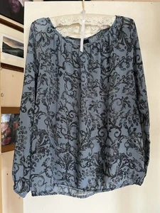 BC Best Connections Ladies Blue Sheer Long Sleeve Top Size 16 - Picture 1 of 2