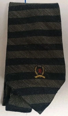 Tommy Hilfiger Corbata a Rayas Lana Mezcla Seda Cresta Logo Hecho en EE. UU. Preppy De Colección Foto 1 de 4