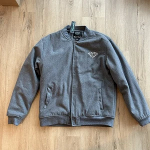 Diamond Supply Co Giacca Bomber Trapuntata Grigio Uomo Media Full Zip Snap Front - Foto 1 di 7