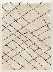 Linon Morocco Sahara Shag Polyester 2'x8' Rug in Ivory and Black - Picture 1 of 6