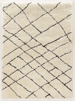 Linon Morocco Sahara Shag Polyester 2'x8' Rug in Ivory and Black - Image 1 of 4