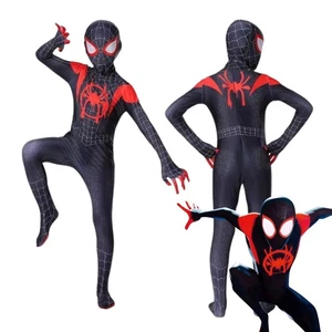 Into The Spiderverse Miles Morales Spiderman Suit  Halloween Costume Boys 8-9 - Picture 1 of 8