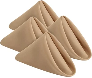 [24 Pack, Beige] Cloth Napkins 17x17 Inches, 100% Polyester Hemmed Edges, Was... - Picture 1 of 9