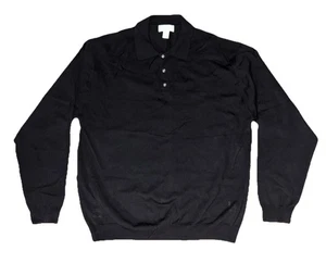 Pronto-Uomo 100% Extra Fine Merino Wool Men’s Sweater Size XL Black HOLES read - Picture 1 of 7