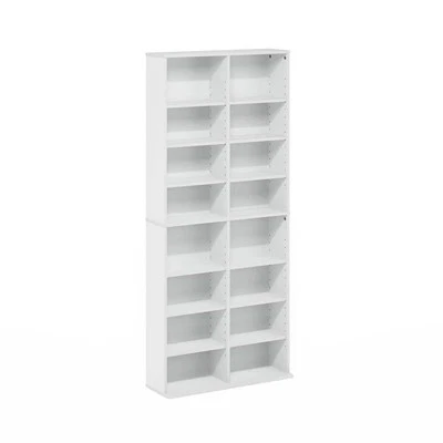 Furinno Media Storage Tower White Compact 16-Shelf Adjustable DVD CD Game Rack - Image 1 of 4