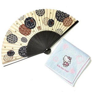 Hello Kitty Fan Towel Handkerchief Set, Mint, Japanese Kimono/Yukata Accessory - Picture 1 of 7