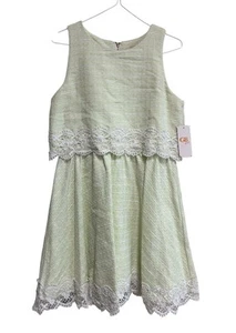 Gianni Bini GB Girls Dress Pastel Green White Tweed Sleeveless Lace Detail NWT - Picture 1 of 7