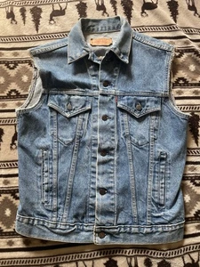 Vtg 80s Levi's Vest 70506-0216 Type 3 Denim Trucker Size 38 USA Harley-Davidson - Picture 1 of 9