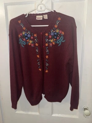 Cárdigan Borgoña Huntington Ridge Auténtico Vintage Años 80 - Para Mujer’s M Foto 1 de 4