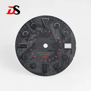 DS Carbon Fiber SUB Dial 28.5mm GMT NH34 Dial Black Lume YM Two-tone Black Red - Picture 1 of 5