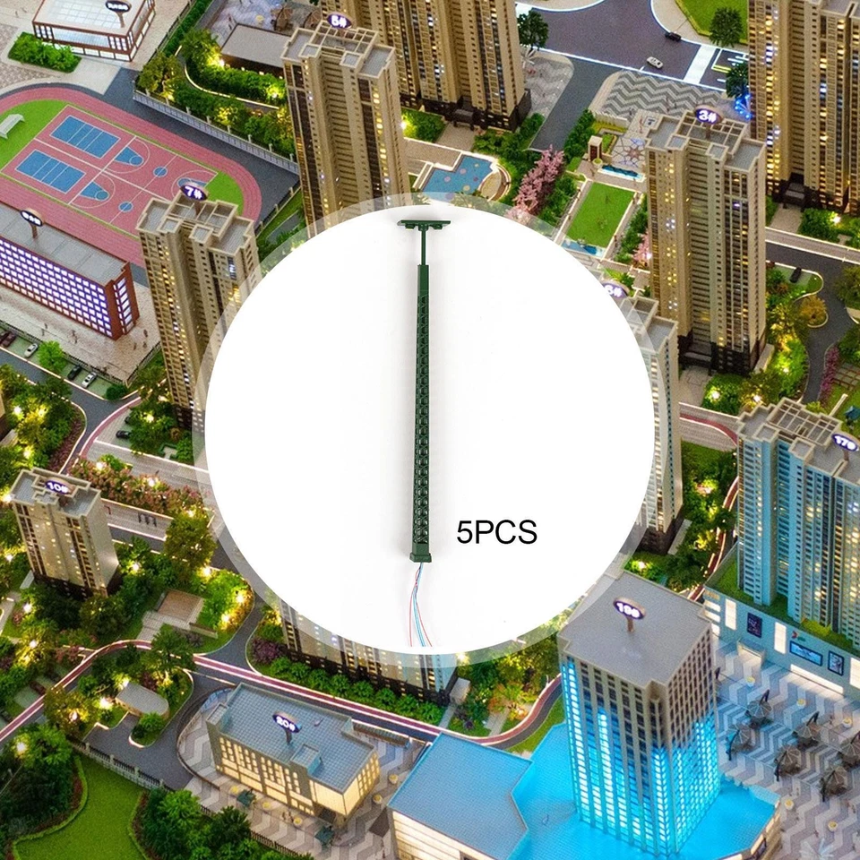 5 Pieces 1:87 Scale Street Lights LED Lamp Post Model Railway - Image 1 of 1