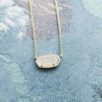 Kendra Scott Elisa Gold Pendant Necklace Iridescent Drusy - Image 1 of 4