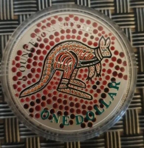 1 Oz Silber Australian Kangaroo 2001 Silbermünze Farbig - Bild 1 von 3