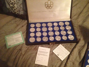 1976 Canada $5 & $10 Olympic BU Sterling Silver 28 Coin Set Collection - Picture 1 of 4