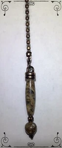 Handcrafted Feldspar & Turritella Agate Antique Bronze Tan Granite Fan Pull - Picture 1 of 4