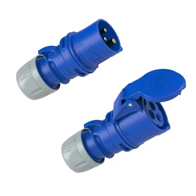 32Amp 3Pin Blue Plug and Socket  IP44 SplashProof  230V   PCE 023-6+PCE 223-6 - Image 1 of 4