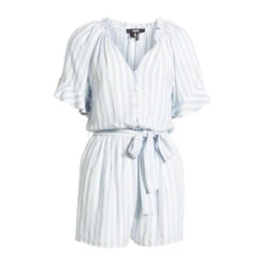 PAIGE Harmony Striped Tie Waist Romper Light Blue & White Striped Size Small - Picture 1 of 14