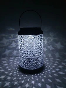 Solar Lantern Outdoor – Diamond Cut Glass LED Light, 21x14cm, Warm White Glow, H - Picture 1 of 8
