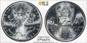 Checoslovaquia 1988 500 coronas Federación Nacional PCGS Ms69 Top Pop - Imagen 1 de 3