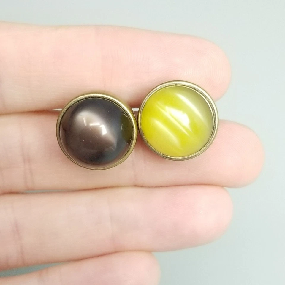 Gemelos de bola giratoria vintage Kreisler Craft Moonglow marrón amarillo reversibles Foto 1 de 4