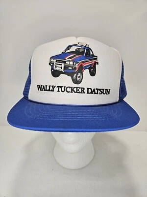 Винтажная редкая бейсболка Datsun Wally Tucker Bakersfield CA Trucker кепка синяя  - Изображение 1 из 4