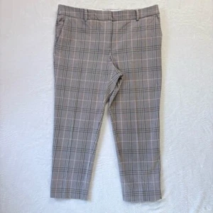 Talbots Hampshire Ankle Pants Plaid Career Casual Trousers Pink Brown 16P - Picture 1 of 12