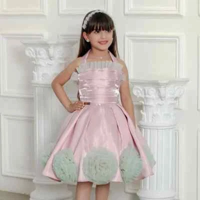 Luxury Pink Girl Dress Flowers Kid Princess Birthday Wedding Party Children Gown - Image 1 of 4