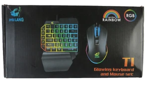neu ° beleuchtete Einhand-Gaming-Tastatur + Maus-Set Glowing-Keyboard Mouse-Set - Bild 1 von 6