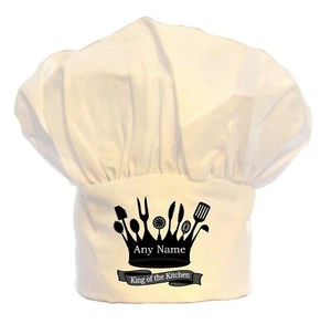 PERSONALISIERTE KÖNIGSKRONE KÜCHENUTENSILIEN DRUCK KOCHMÜTZE BBQ WEIHNACHTEN GEBURTSTAG - Bild 1 von 2