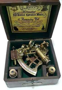 Sextante náutico de latón de 5 pulgadas con caja de madera marino antiguo vintage marítimo - Imagen 1 de 5