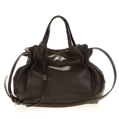 Gianni Chiarini 意大利制造深棕色天然皮革托特包挎包手提包 — 第 1/4 张图片