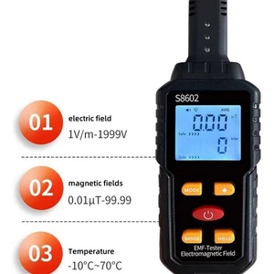 Medidor de EMF 3 en 1, lector de EMF, detector de radiación de campo electromagnético, probador de EMF - Imagen 1 de 6