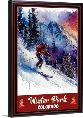 Ski Winter Park CO. Póster de viaje de esquí impresiones en lienzo o enmarcado deportes de invierno Foto 1 de 4