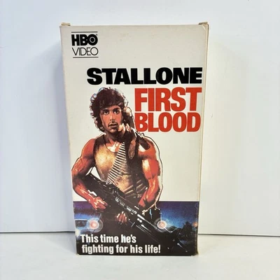 First Blood (Stallone) Rambo VHS HBO Video 1982 Slip Cover Early Release *READ* - Image 1 of 4
