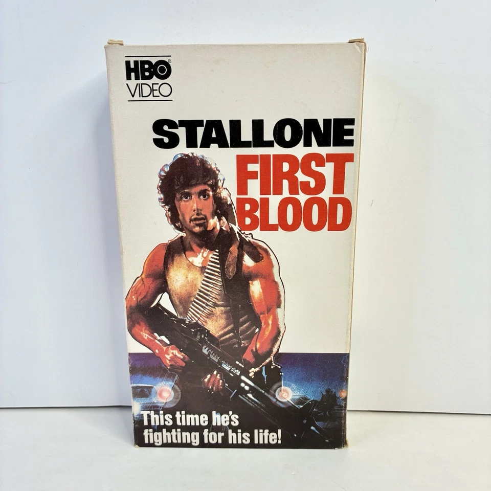 First Blood (Stallone) Rambo VHS HBO Video 1982 Slip Cover Early Release *READ* - Image 1 of 4