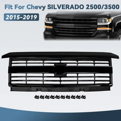 For 2015-2019 Chevrolet Silverado 2500HD 3500HD Black Front Bumper Grille Grill Foto 1 de 4