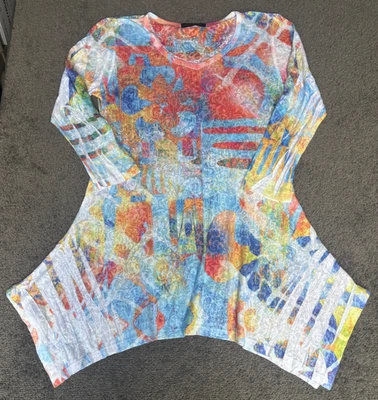 Katina Marie Tunic Long Top Women's Size Small Multicolor Floral V-Neck Pullover - Image 1 of 4