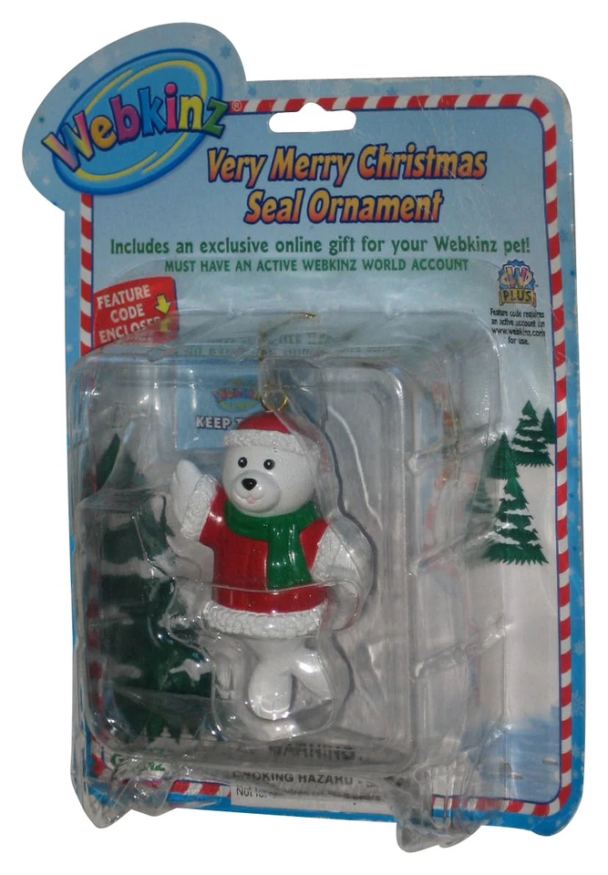 Minifigura Ganz Webkinz Muy Feliz Navidad Sello Blanco Adorno Foto 1 de 1