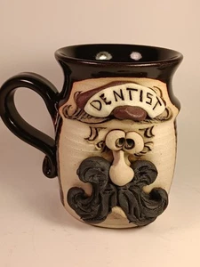Stoneware 3D Clay Mustache Face Dentist Mug Cup - Picture 1 of 8