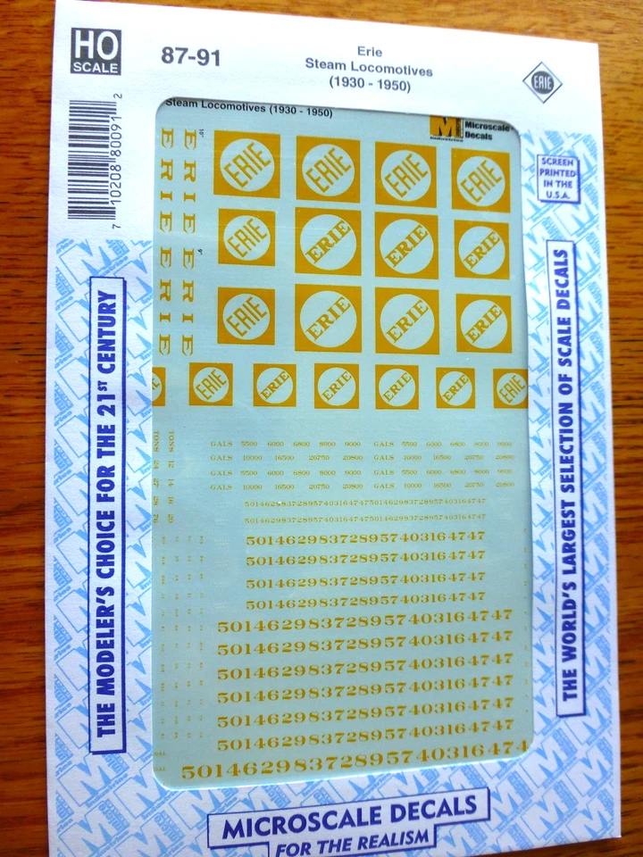Calcomanía a microescala HO #87-91 para: locomotora de vapor Eire - letras amarillas Foto 1 de 1
