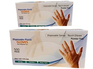 1000pk Disposable Plastic Gloves PE Polythene Clear Catering Food Car Safe Prep - Picture 1 of 6