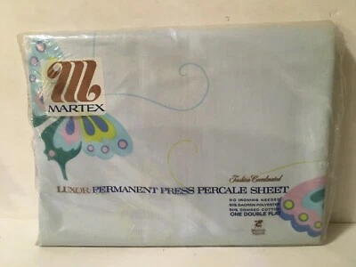 Folha plana dupla Martex Volante azul borboleta sem ferro percal - Imagem 1 de 4