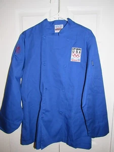 NEW Chef Fashion Blue Button up Catering Uniform Kitchen collar olympics 2010 - Picture 1 of 1