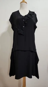 MIU MIU 100% SILK 2011 LBD Drop Waist Shift Dress in Black, Size 40 Vintage - Picture 1 of 12