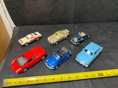 vintage pull-back diecast cars lot of 6 car 1/32 1/43 w/ Trabant blue - Image 1 of 4