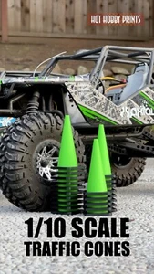 1/10 Scale Traffic Cones (10 Pack) – Drift, Race, Crawler, Lime Green/Black PETG - Picture 1 of 8