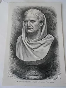 La Princesse Bacciochi d'après un buste en Marbre Antique Old Print 1869 - Imagen 1 de 1