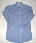Hawes & Curtis  Slim Fit Long Sleeved Shirt  White with Small Blue Check Size 15