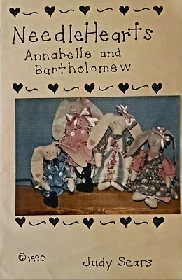 Vintage 1990 Annabelle and Bartholomew Primitive Bunny Sewing Pattern 14" 12" - Image 1 of 2